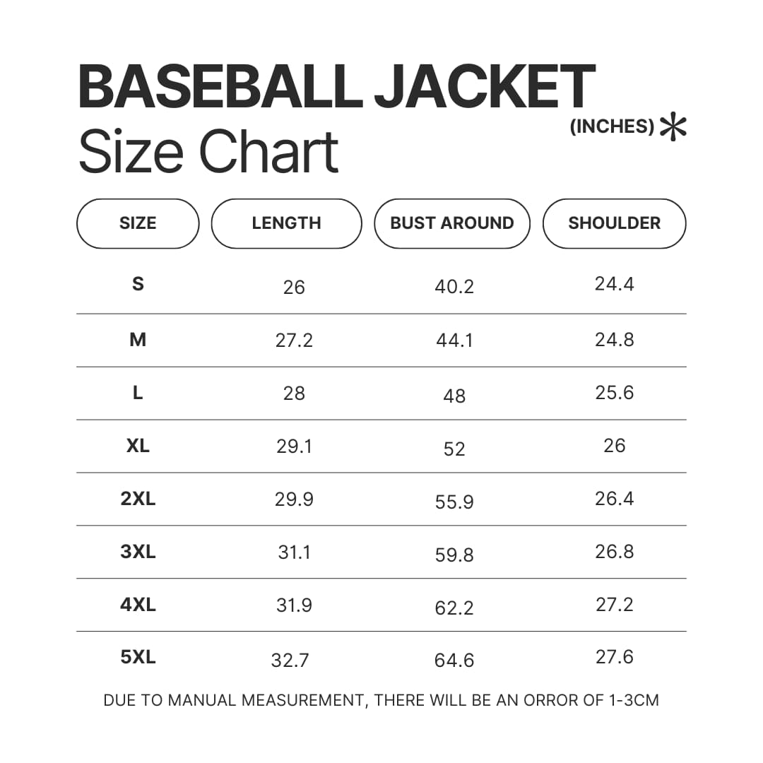 Baseball Jacket Size Chart - Initial D Store