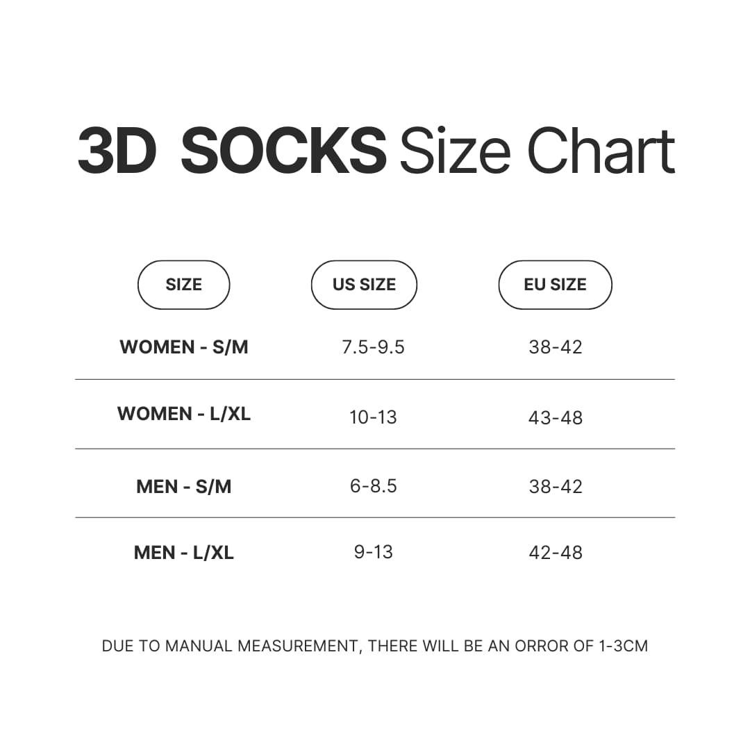 3D Socks Size Chart - Initial D Store