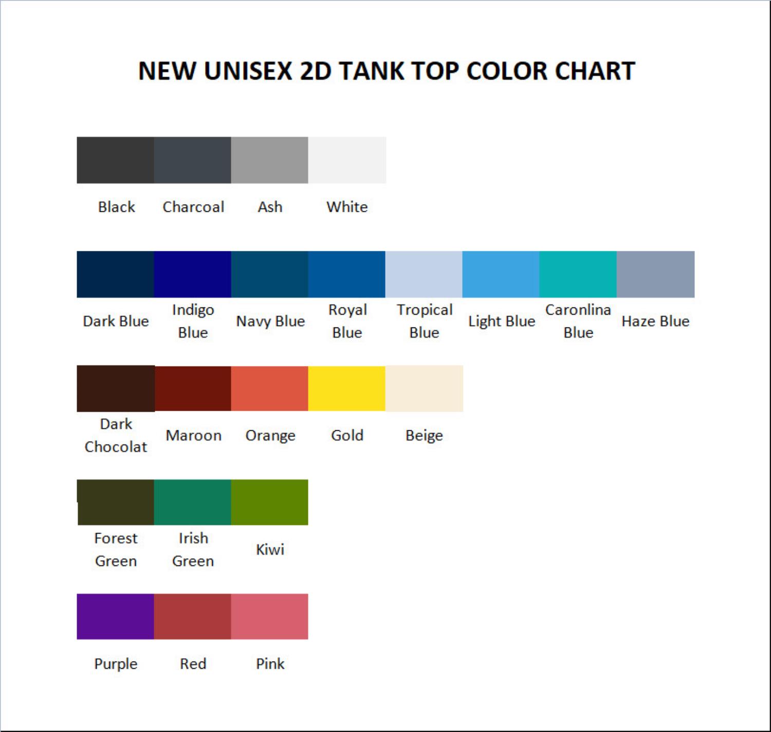 tank top color chart - Initial D Store